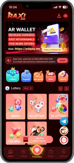 Raxi Win bonus and promotional offers section
